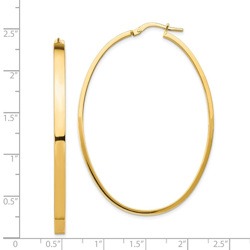 14k 3x55mm Polished Large Oval Tube Hoop Earrings PRE795