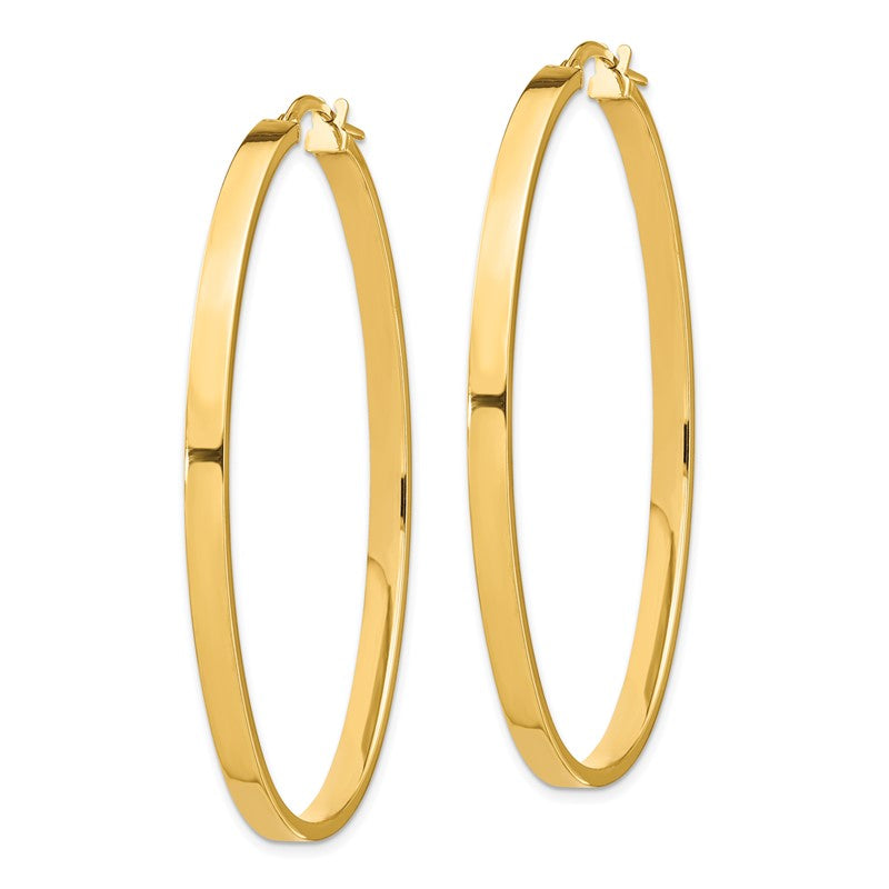 14k 3x55mm Polished Large Oval Tube Hoop Earrings PRE795