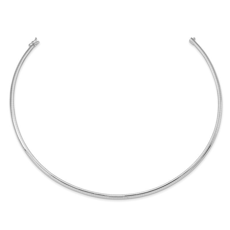 14k White Gold Polished 4mm Standard Weight 16 inch Domed Omega Necklace OW4