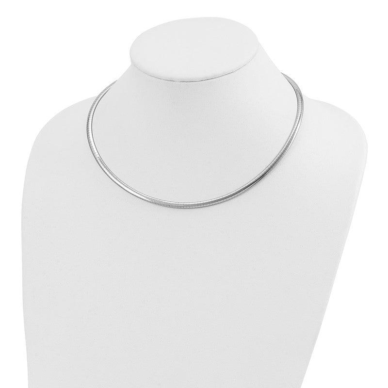14k White Gold Polished 4mm Standard Weight 16 inch Domed Omega Necklace OW4