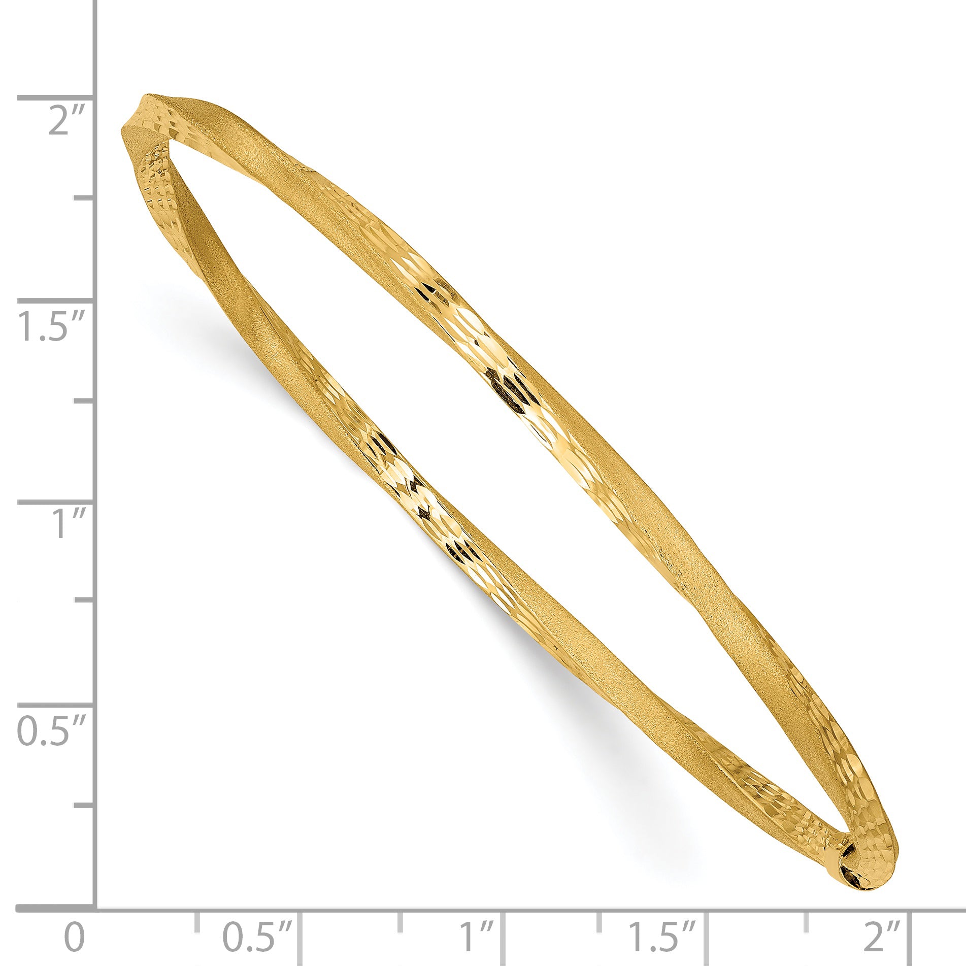 14k Satin Finish Diamond-cut Twist 3.00mm Slip-on Round Bangle Bracelet DB494