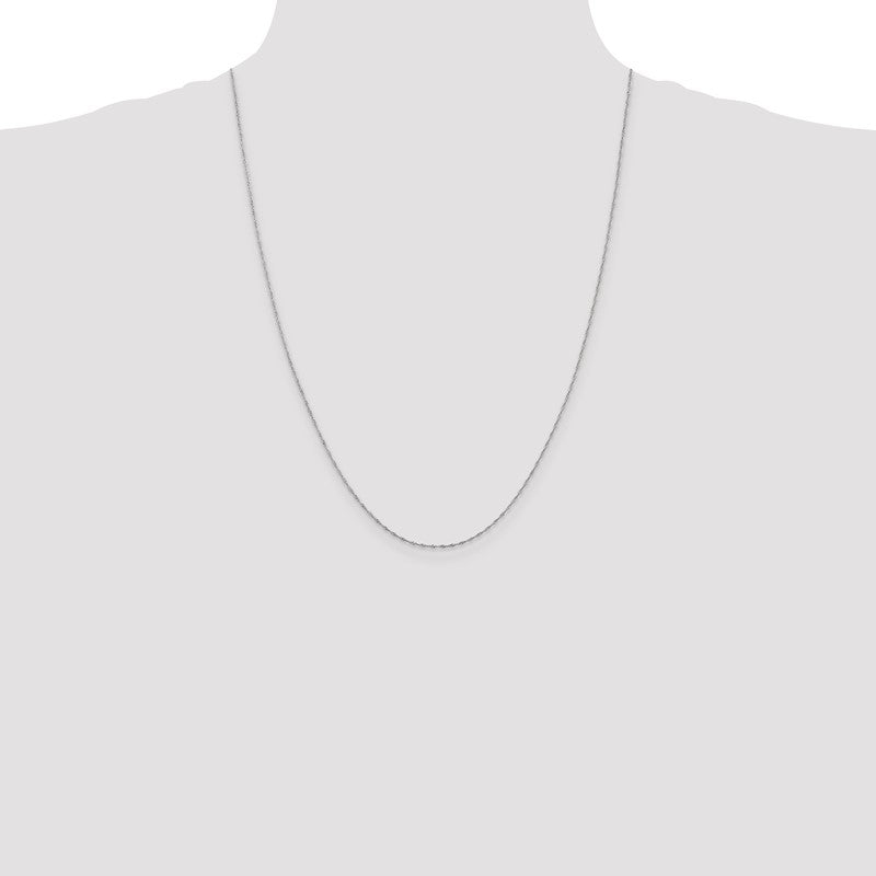 14K White Gold 14 inch 1mm Singapore with Spring Ring Clasp Chain PEN166