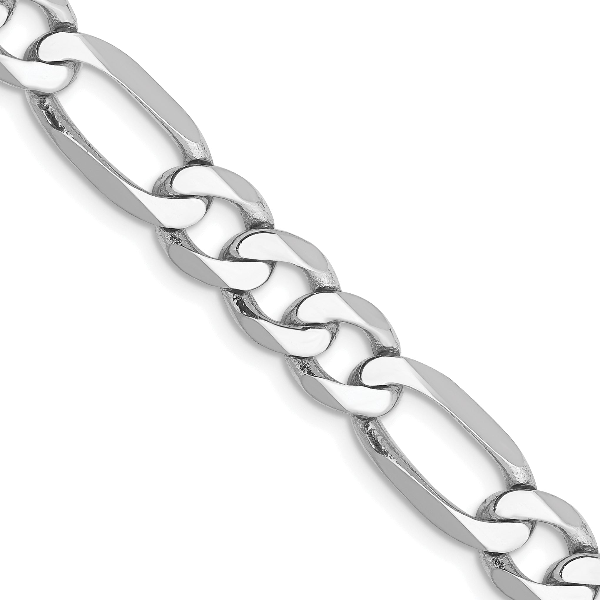 14K White Gold 20 inch 7mm Flat Figaro with Lobster Clasp Chain WFIG180