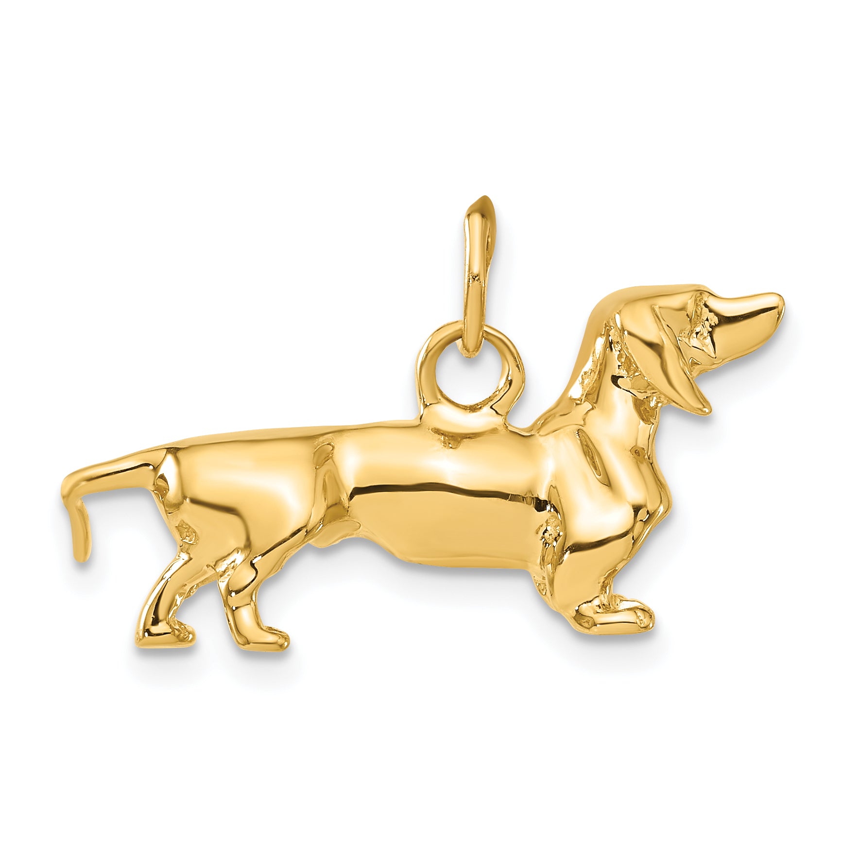 14k 3-D Dachshund Dog Charm A1551