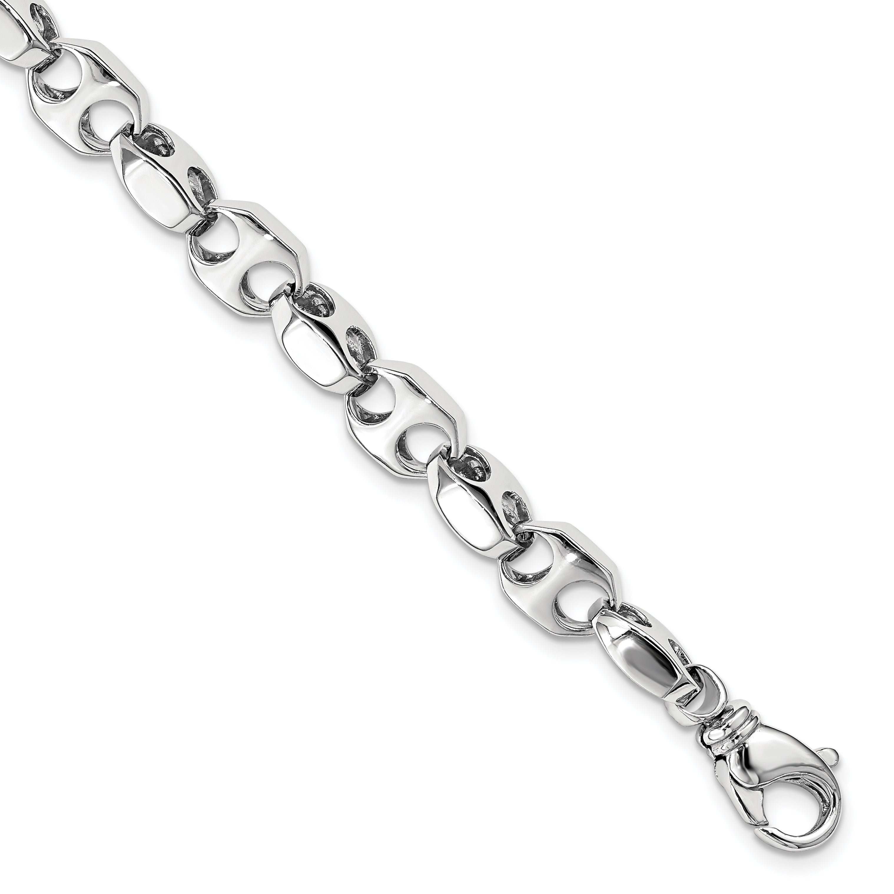 14K White Gold 20 inch 7.2mm Hand Polished Fancy Link with Fancy Lobster Clasp Chain WLK609
