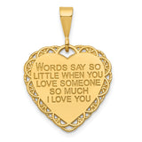 14k Reversible FOR MY MOM / WORDS SAY SO LITTLE Heart Charm C1680