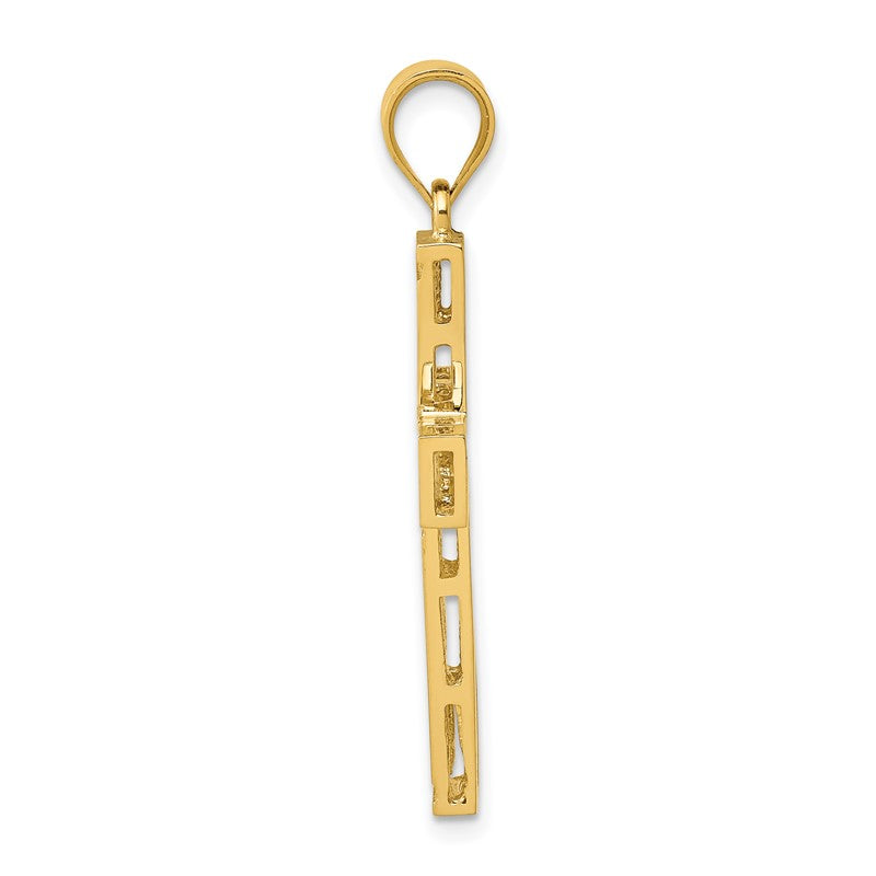 14K Greek Key Cross Pendant D3496