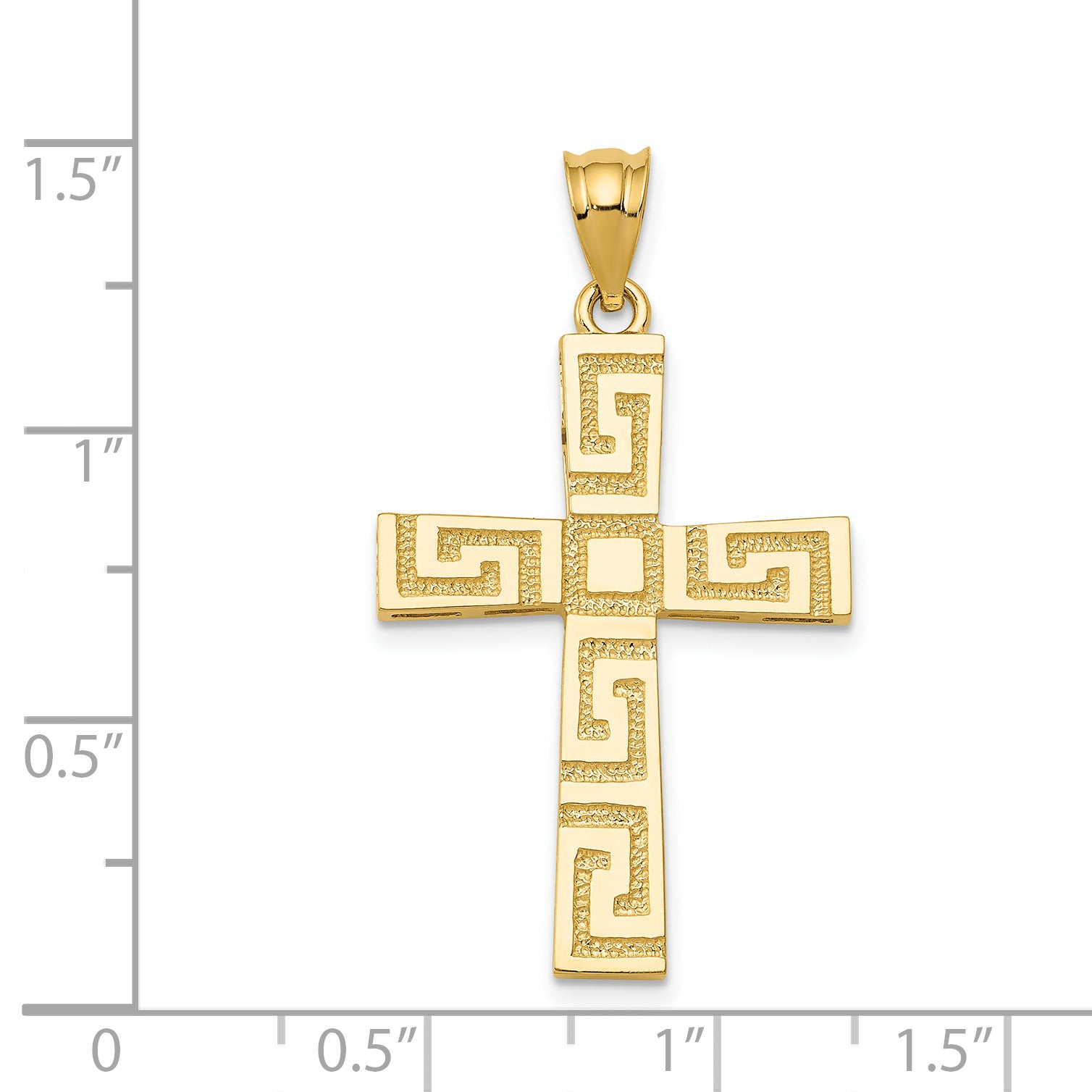 14K Greek Key Cross Pendant D3496