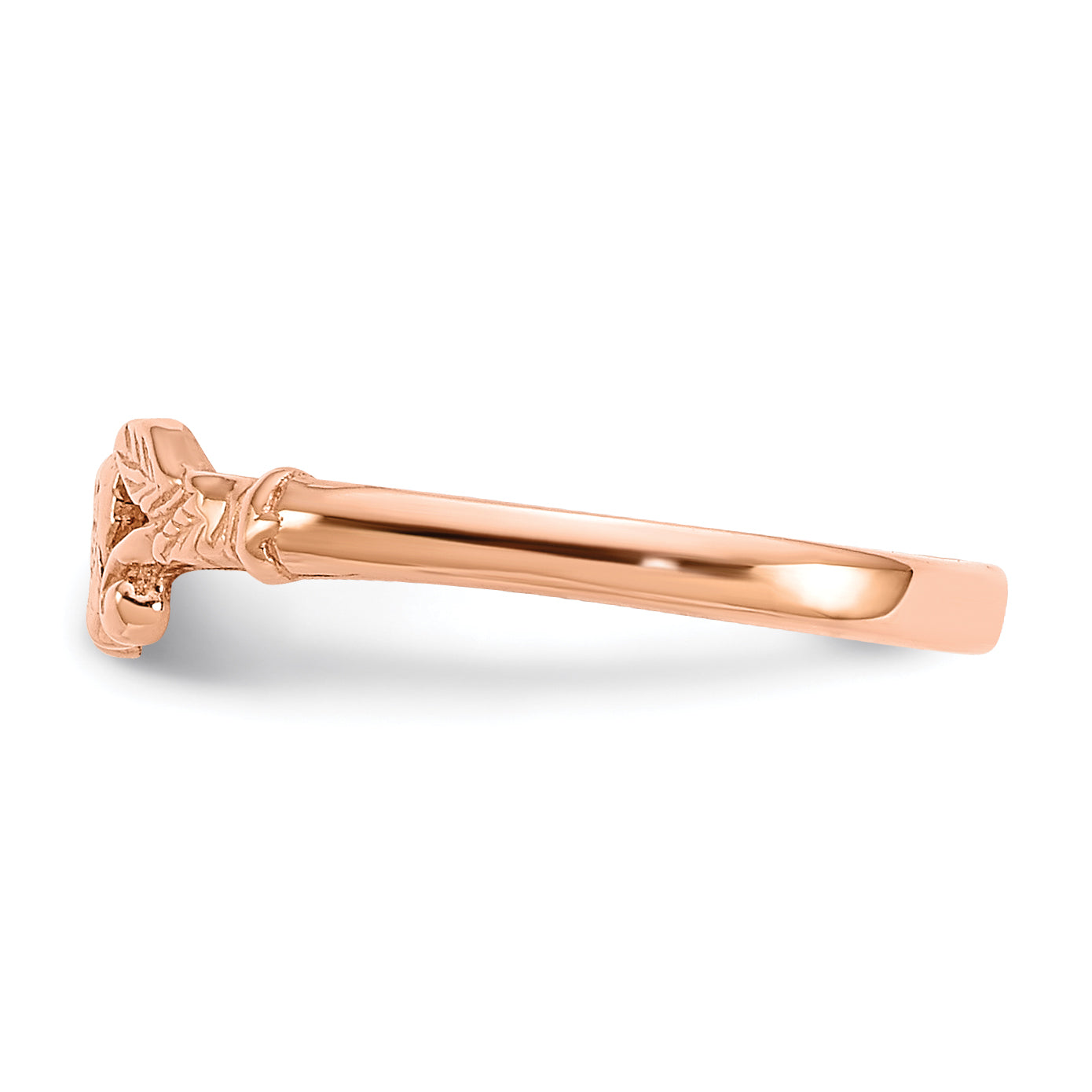 14K Rose Gold Textured Mini Heart Size 1 Baby / Childs Ring K5793