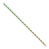 14k White Gold Complete Round Emerald Fancy Link 7 inch Bracelet BM4480