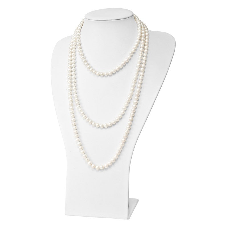 9-10mm White Semi-Round Freshwater Cultured Pearl Endless 80 inch Necklace QH5203