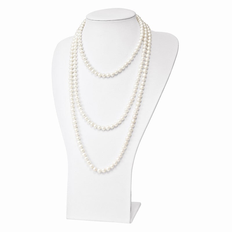 9-10mm White Semi-Round Freshwater Cultured Pearl Endless 80 inch Necklace QH5203