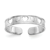 14k White Gold Polished with Hearts Toe Ring K5106