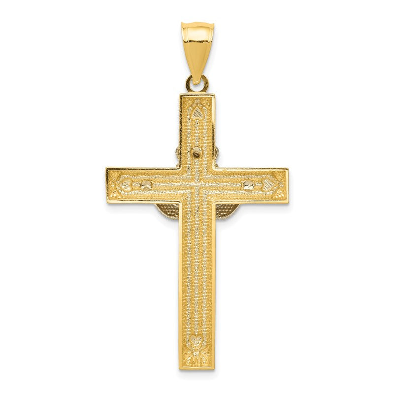 14k Two-tone Large Claddagh Cross Pendant D3498