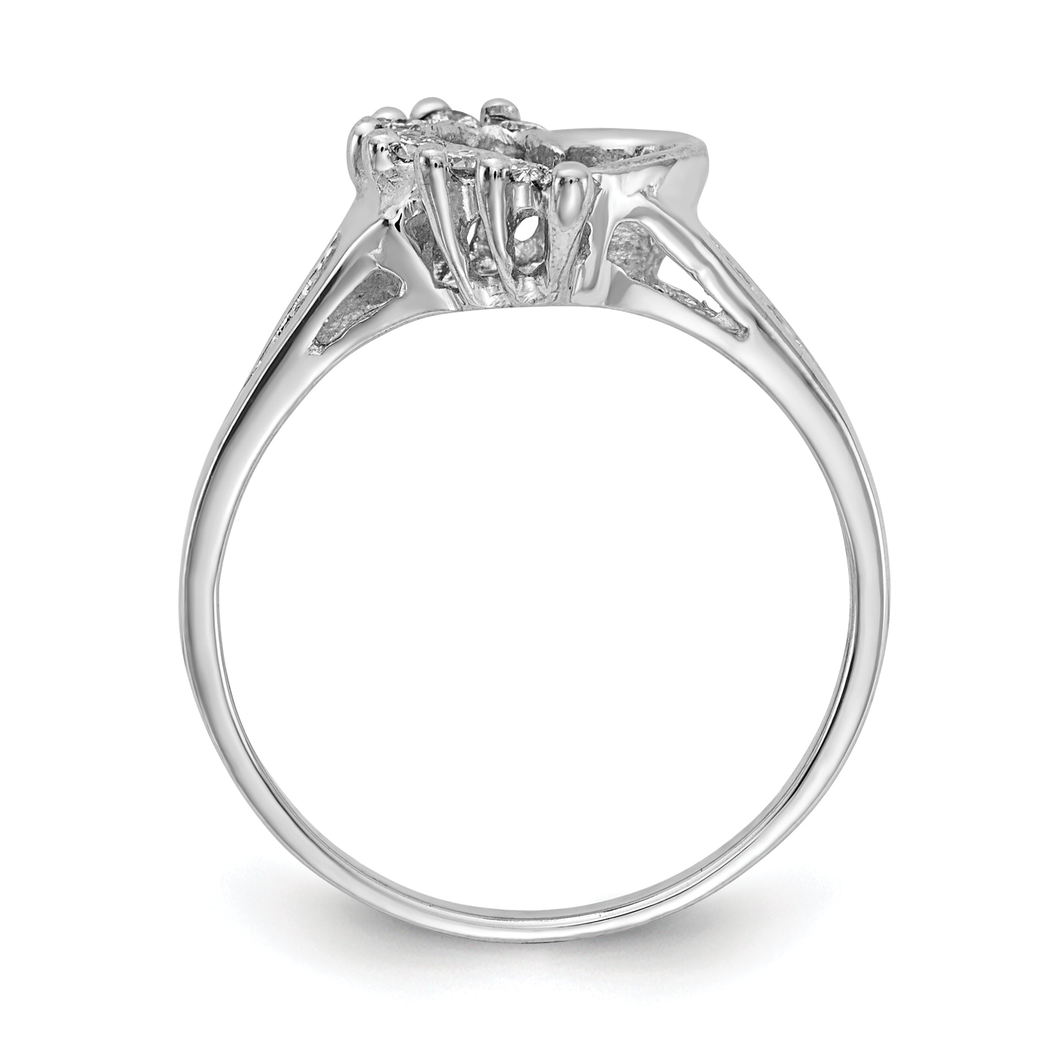 14k White Gold Polished 1/8 carat AA Diamond Heart Ring X9594AA