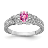 14k White Gold 6x4mm Oval Pink Sapphire VS Diamond ring Y2065SP/VS