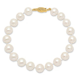 14k 9-10mm White Near-Round Freshwater Cultured Pearl 16 inch Necklace WPN090
