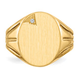 14k .01ct. AA Diamond 14.0x16.0mm Oval Open Back Mens Signet Ring RS177AA