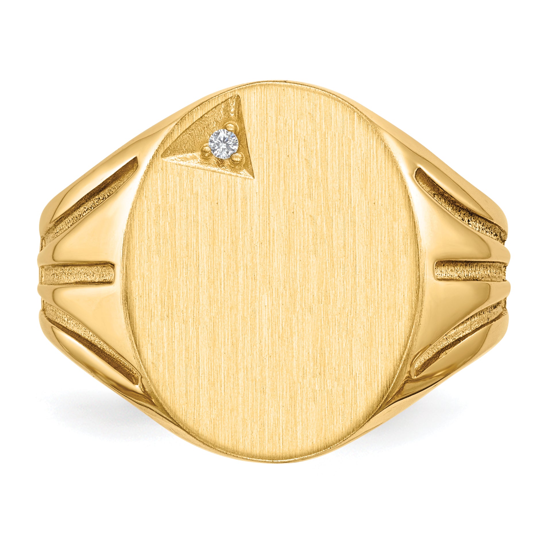 14k .01ct. AA Diamond 14.0x16.0mm Oval Open Back Mens Signet Ring RS177AA