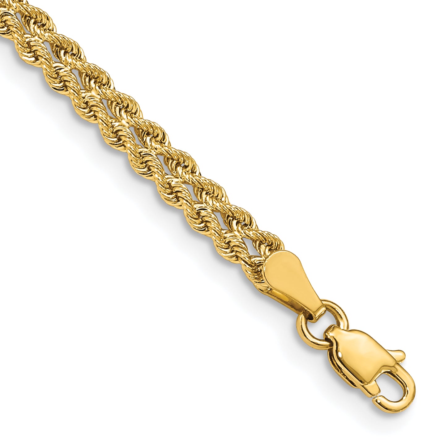 14k 3.75mm Wide Double Strand Rope 7 inch Bracelet 014S2