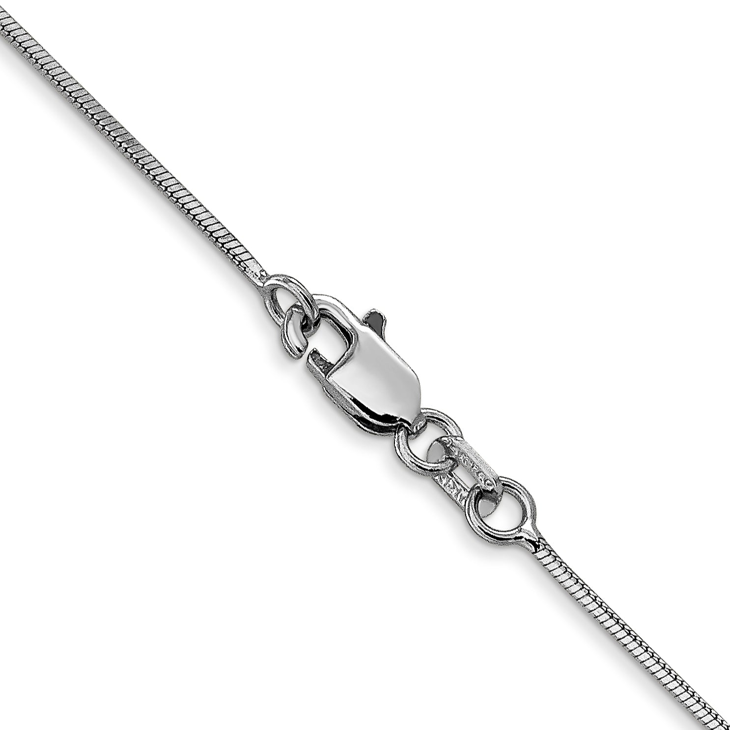 14K White Gold 10 inch 1mm Octagonal Snake with Lobster Clasp Anklet WOS100