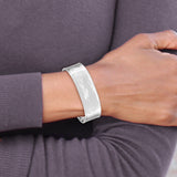 14k White Gold 19mm Hammered Polished Cuff Bangle Bracelet DB564