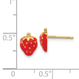 14k Red Enameled Strawberry Post Earrings YE595