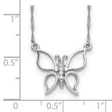 14k White Gold Polished Open Butterfly 17 inch Necklace SF2274