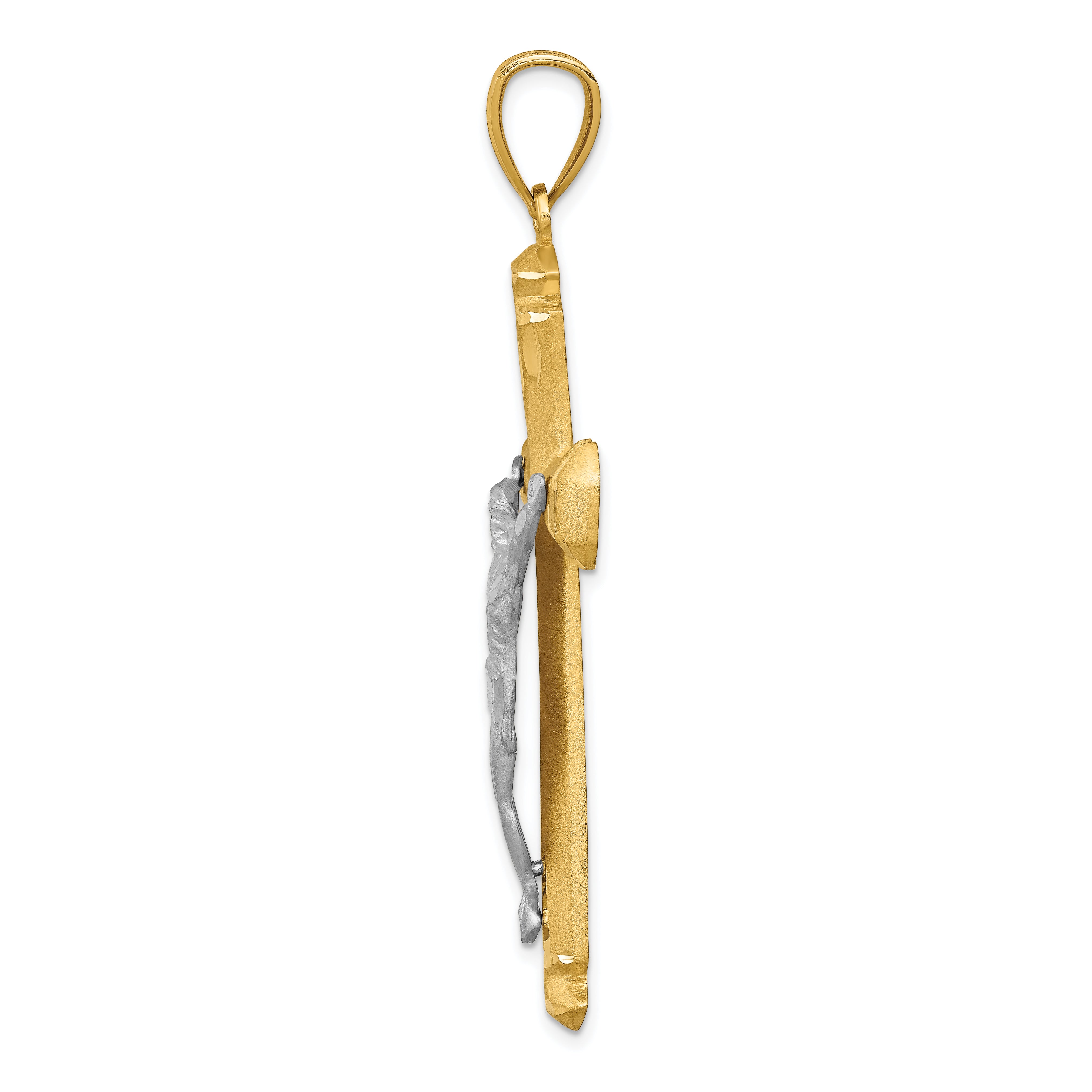 14k Satin Two-tone Crucifix Pendant C1986