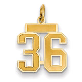 14k Small Satin Number 36 Charm LSS36