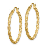 14K Twisted Satin Diamond-Cut Hoop Earrings TF1612