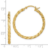 14K Twisted Satin Diamond-Cut Hoop Earrings TF1612