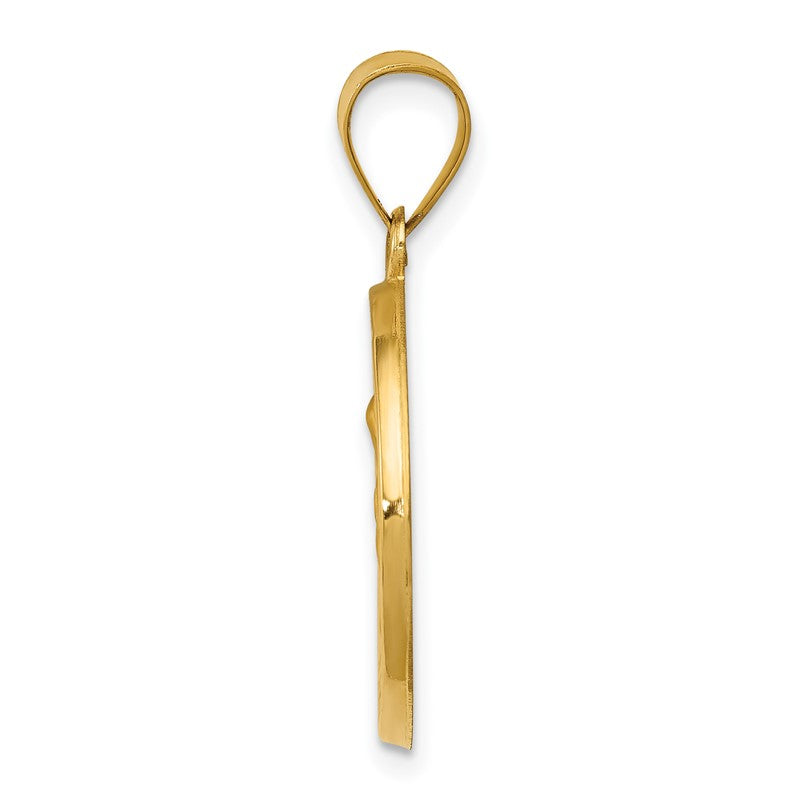 14k Polished and Satin Hollow St. Anne Medal Pendant XR1286