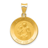 14k Polished and Satin Hollow St. Anne Medal Pendant XR1286