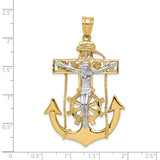 14k Two-tone Large Mariners Crucifix Pendant C1419