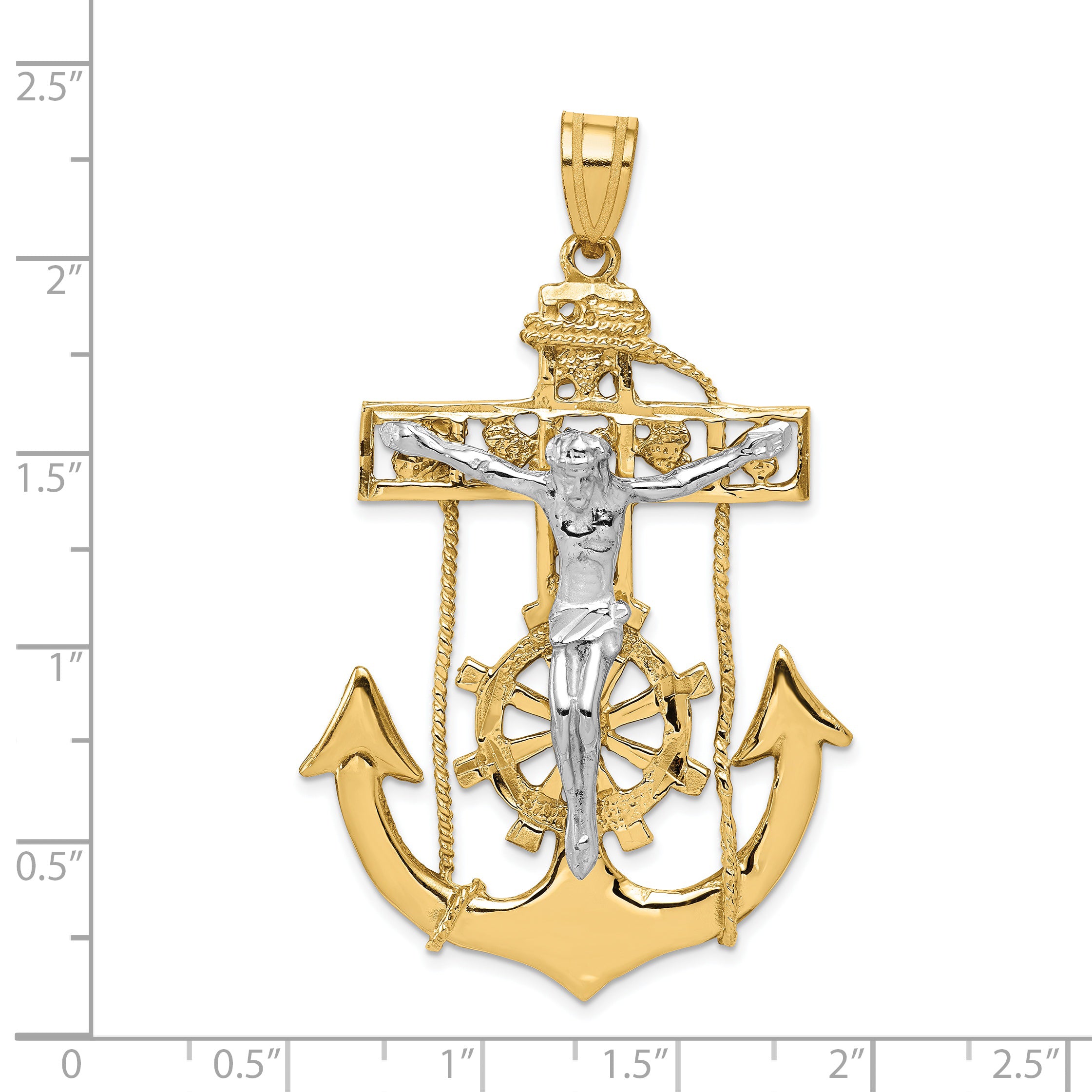 14k Two-tone Large Mariners Crucifix Pendant C1419
