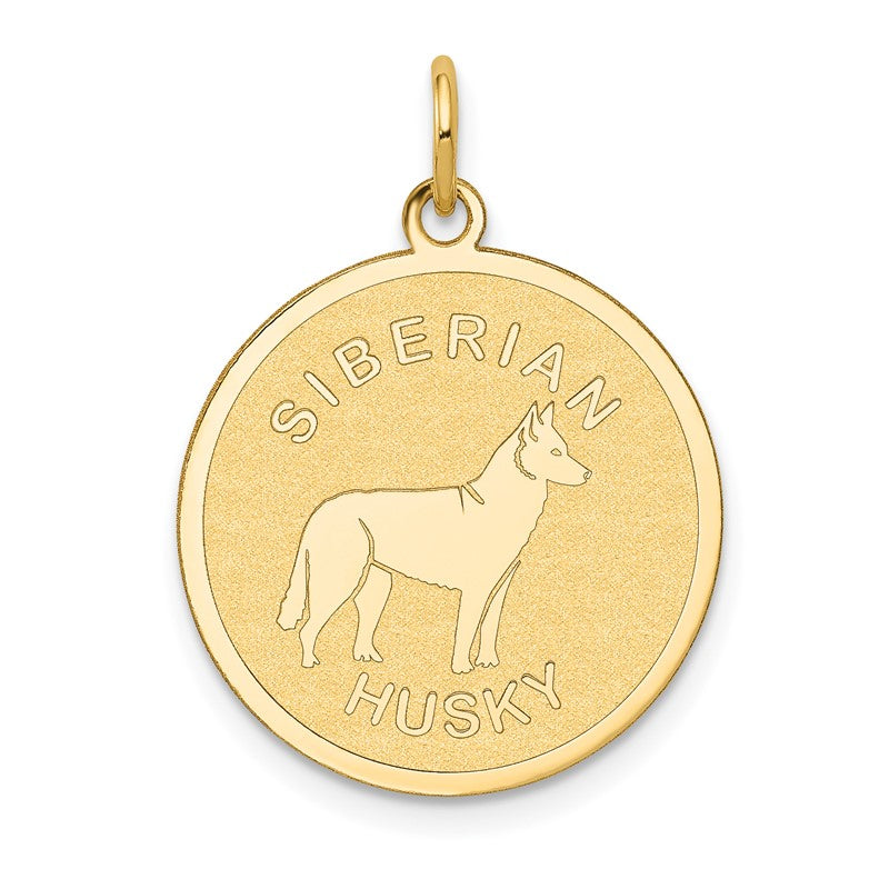 14k SIBERIAN HUSKY 20mm Engravable Disc Dog Charm XAC879