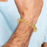 14K 20 inch 9mm Hand Polished Figaro Link with Box Catch Clasp Chain LK109