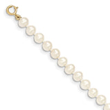 14k 4-5mm White Semi-Round Freshwater Cultured Pearl 12 inch Necklace XF451