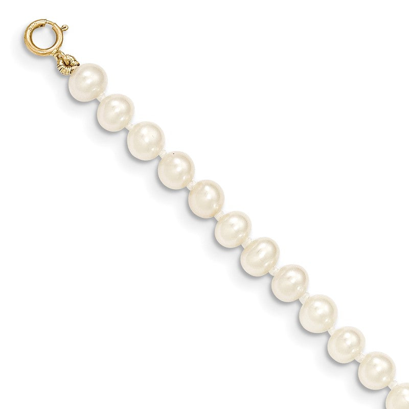 14k 4-5mm White Semi-Round Freshwater Cultured Pearl 12 inch Necklace XF451
