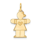 14k The Kids Small Heart Dress Girl Engravable Hugs Charm XK1148Y