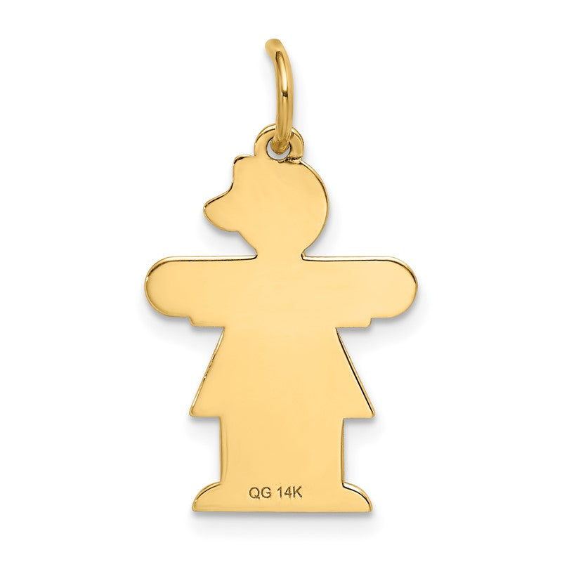 14k The Kids Small Heart Dress Girl Engravable Hugs Charm XK1148Y