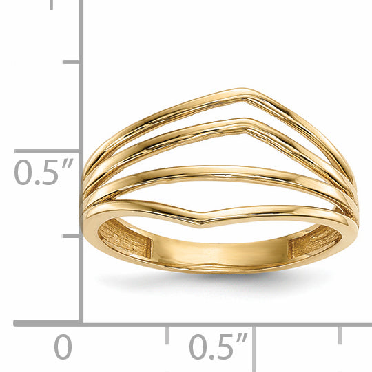14k Polished Curved 4-Bar Ring R607