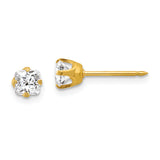 Inverness 14k 5mm Square Princess CZ Post Piercing Earrings 264E