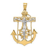 14k Two-tone Large Mariners Crucifix Pendant C1419
