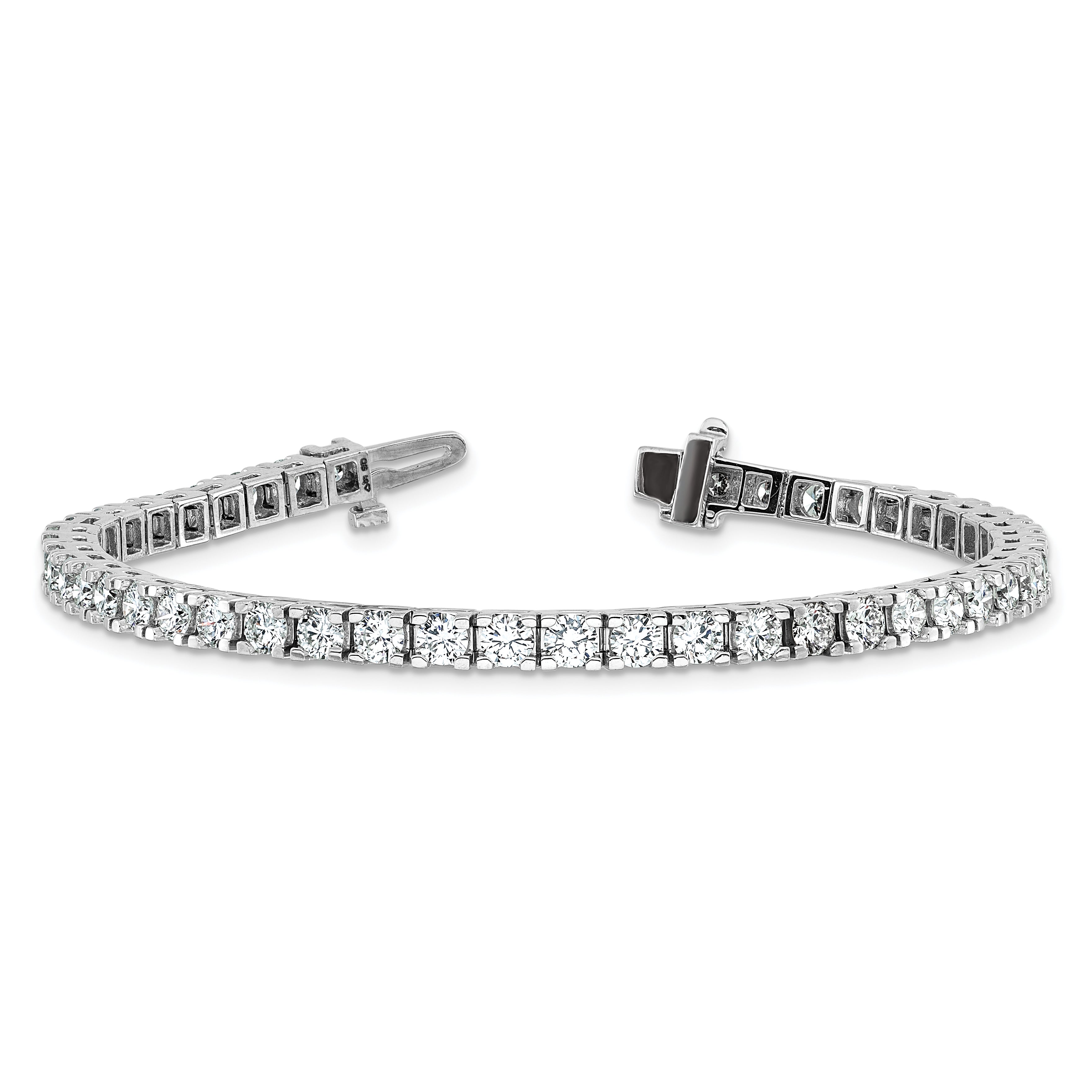 14k White Gold Complete 6.44 carat Round AAA Diamond 4-prong 7 inch Tennis Bracelet X735WAAA