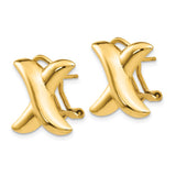 14k 16mm Polished X Omega Back Post Earrings E324