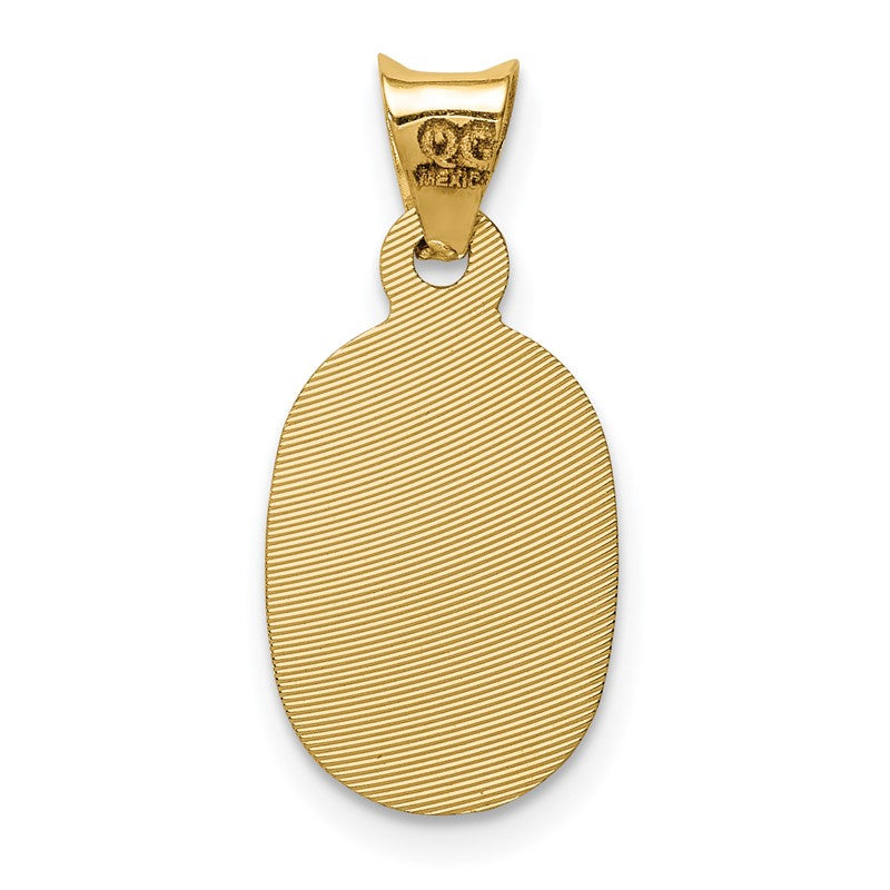 14K with Rose and White Rhodium Diamond-cut Solid Our Lady Of Guadalupe Oval Pendant K5637