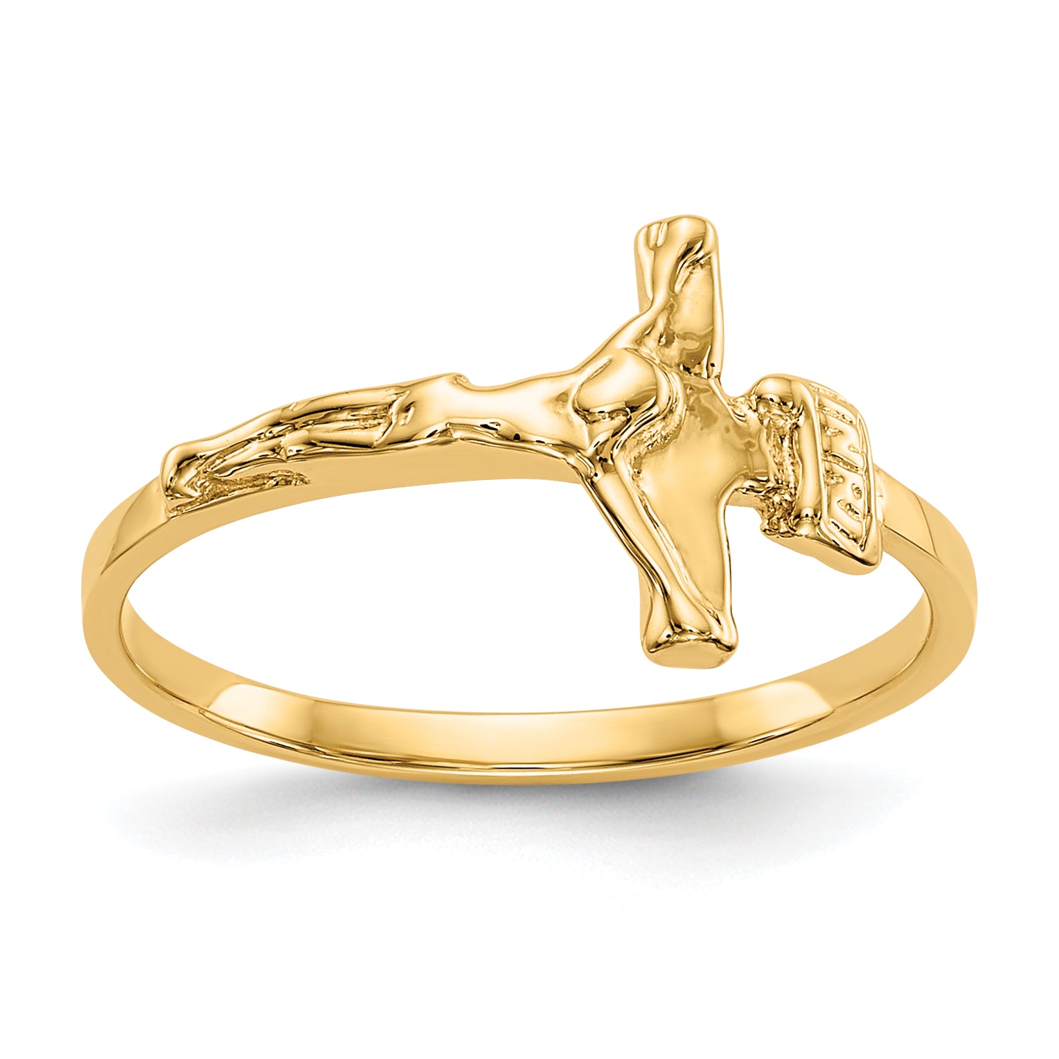 14k Polished Crucifix Size 4.25 Baby / Childs Ring R190