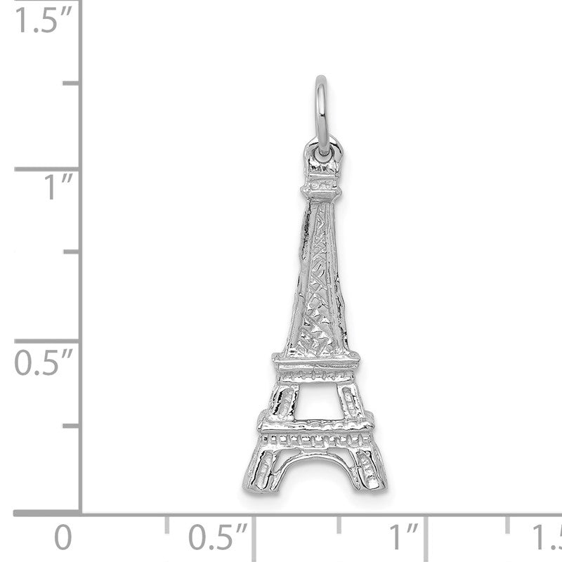 14k White Gold Solid Polished Eiffel Tower Charm K854